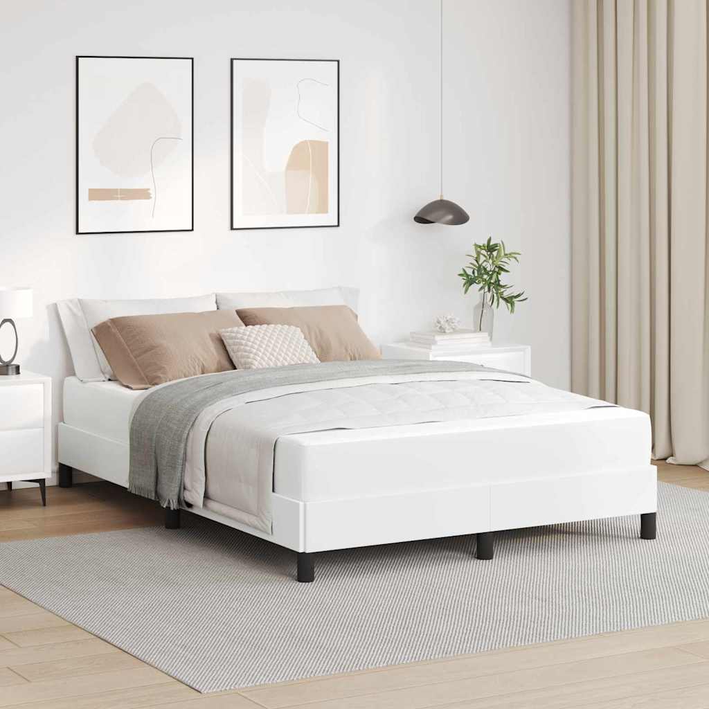 Cadre de lit avec matelas Blanc pur 140 x 200 cm tissu - XIOS