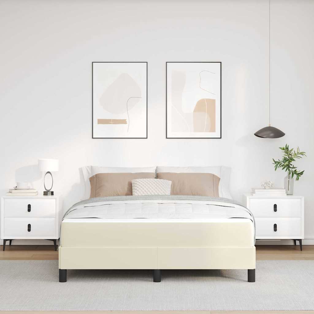 Cadre de lit avec matelas Crème 140 x 200 cm tissu - XIOS
