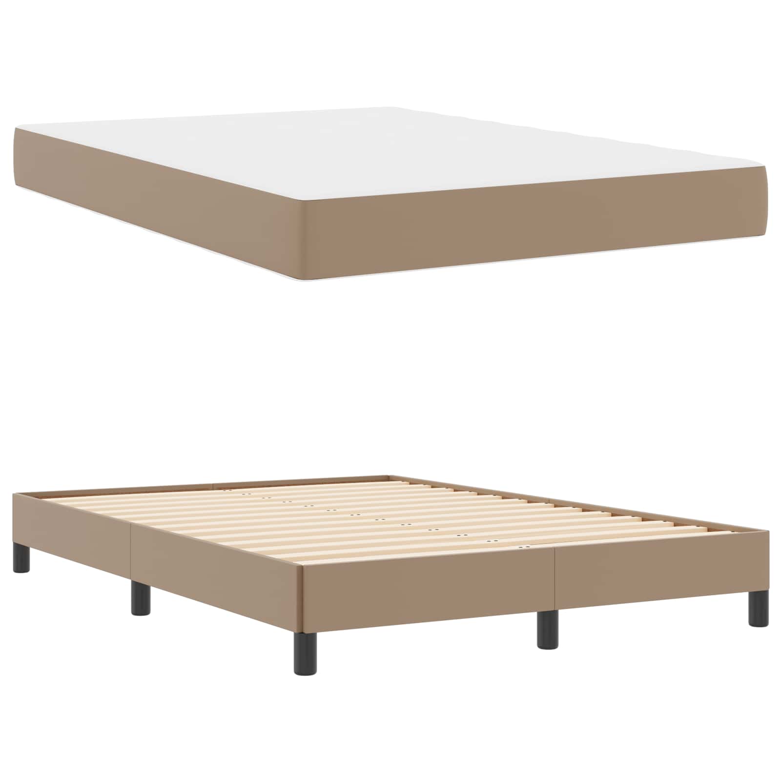 Cadre de lit avec matelas Cappuccino 140 x 200 cm tissu - XIOS