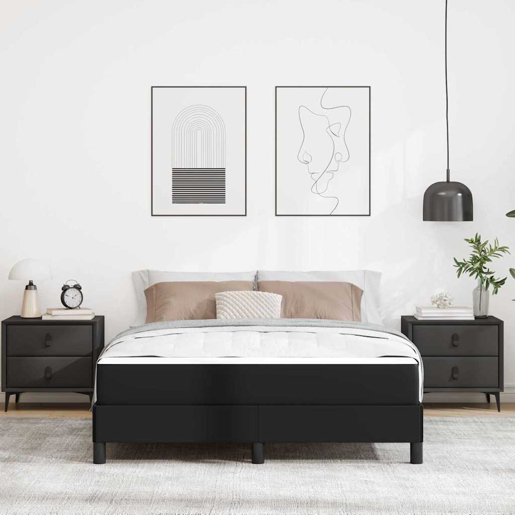 Cadre de lit avec matelas Noir 160 x 200 cm tissu - XIOS