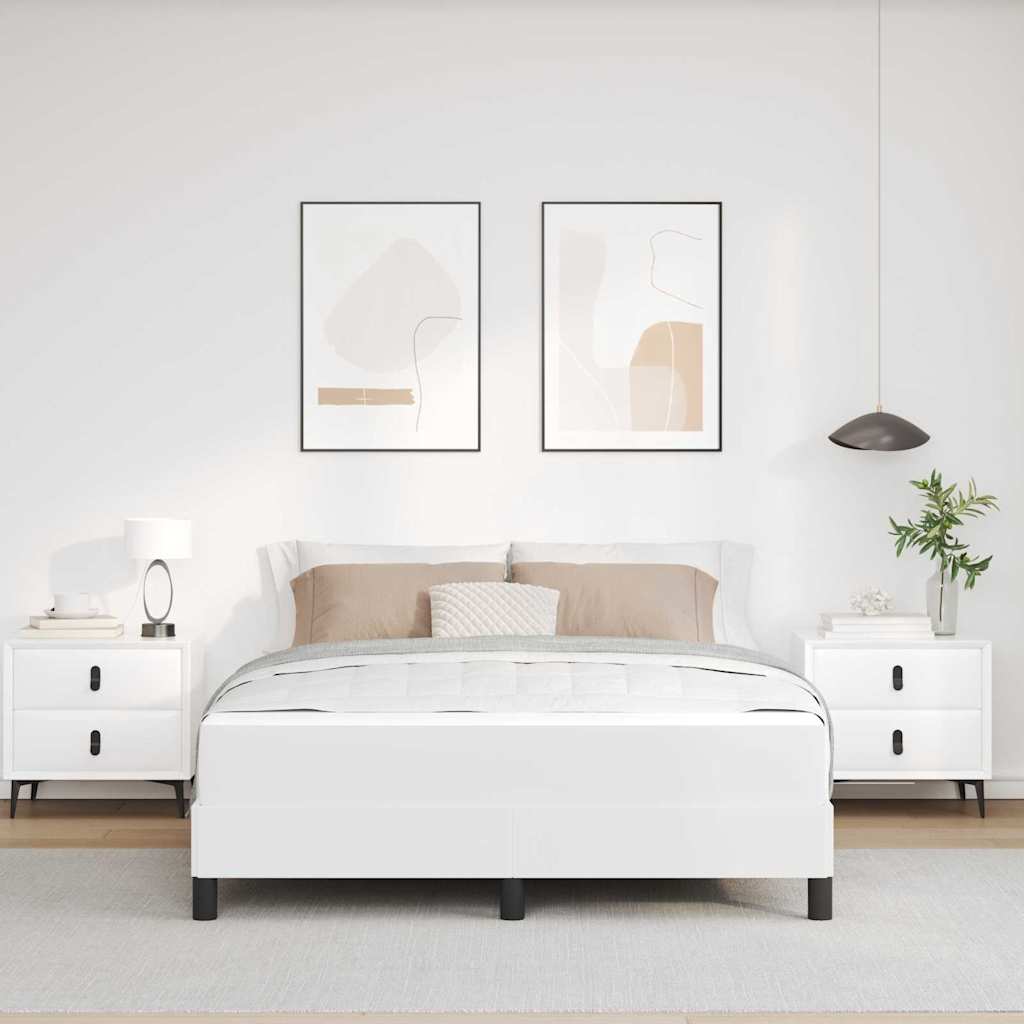 Cadre de lit avec matelas Blanc pur 160 x 200 cm tissu - XIOS