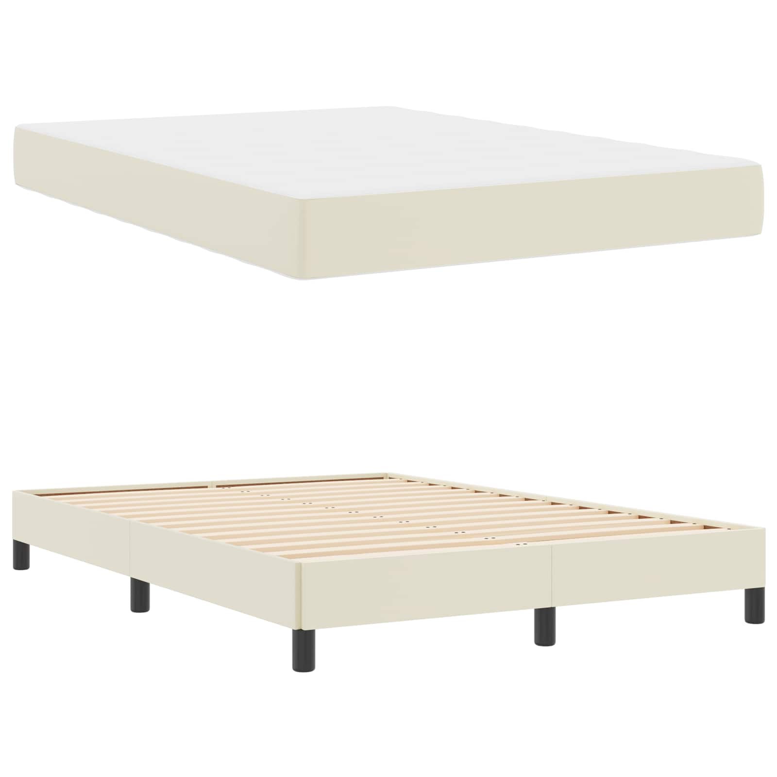 Cadre de lit avec matelas Crème 160 x 200 cm tissu - XIOS