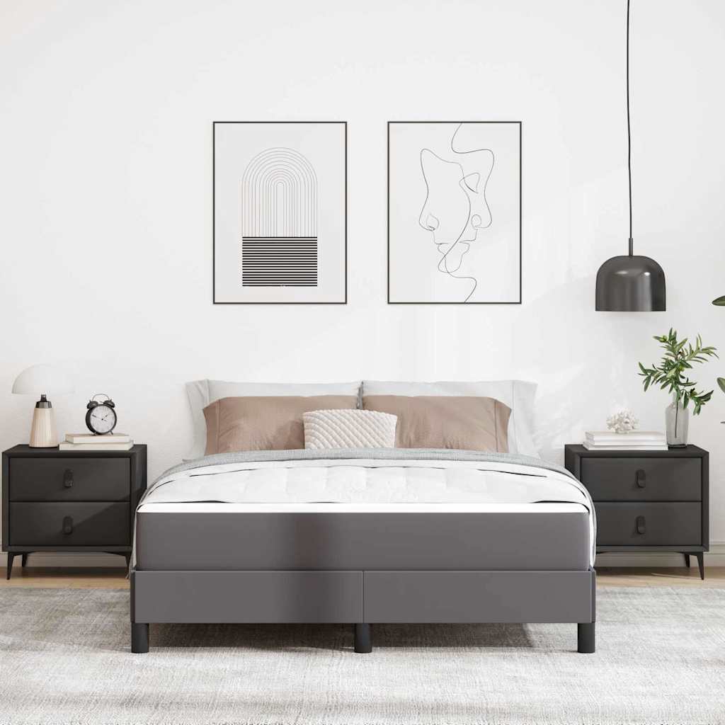 Cadre de lit avec matelas Gris 160 x 200 cm tissu - XIOS