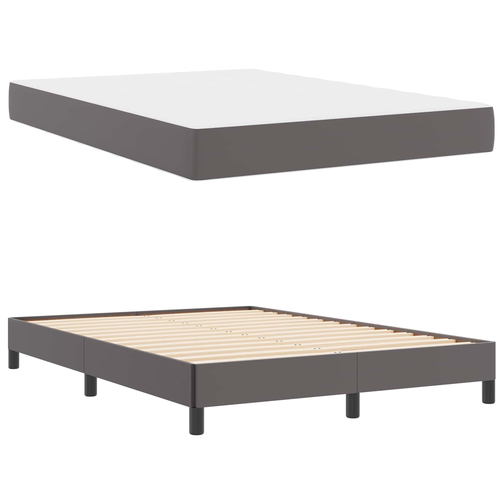 Cadre de lit avec matelas Gris 160 x 200 cm tissu - XIOS