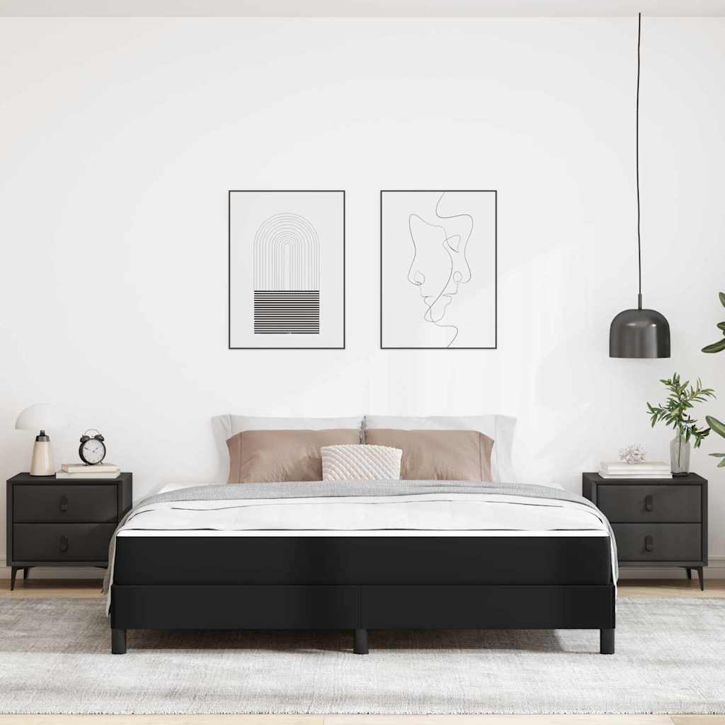 Cadre de lit avec matelas Noir 180 x 200 cm tissu - XIOS