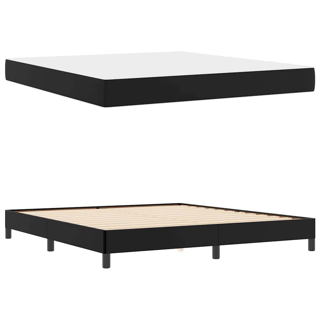 Cadre de lit avec matelas Noir 180 x 200 cm tissu - XIOS
