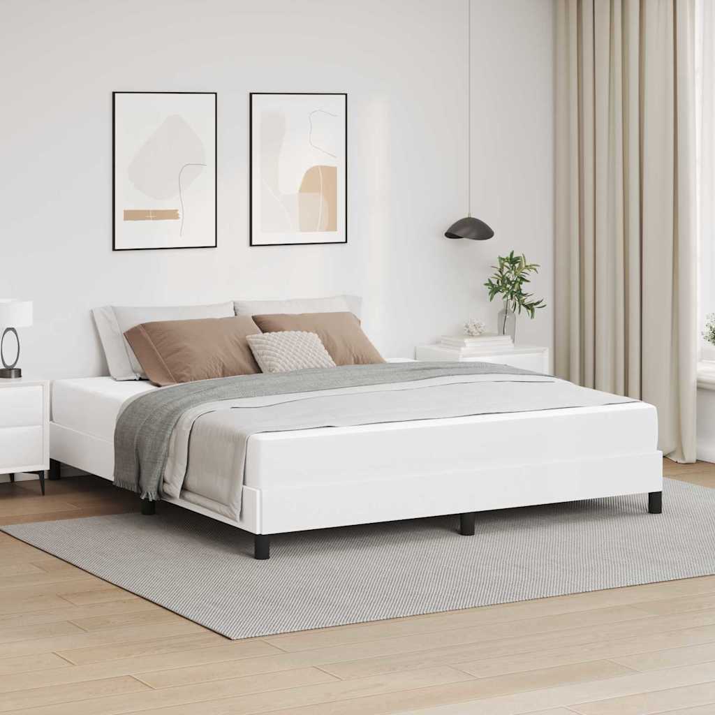 Cadre de lit avec matelas Blanc pur 180 x 200 cm tissu - XIOS