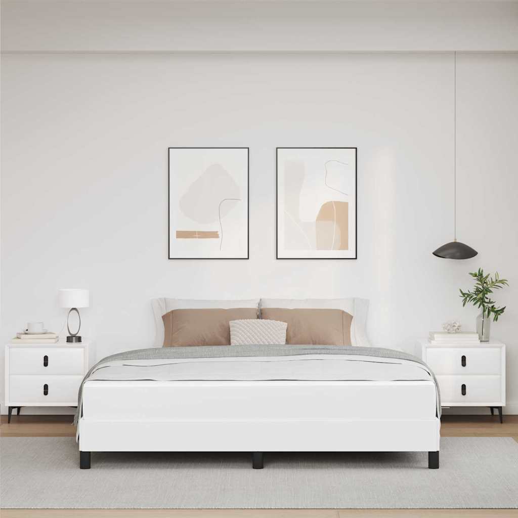 Cadre de lit avec matelas Blanc pur 180 x 200 cm tissu - XIOS