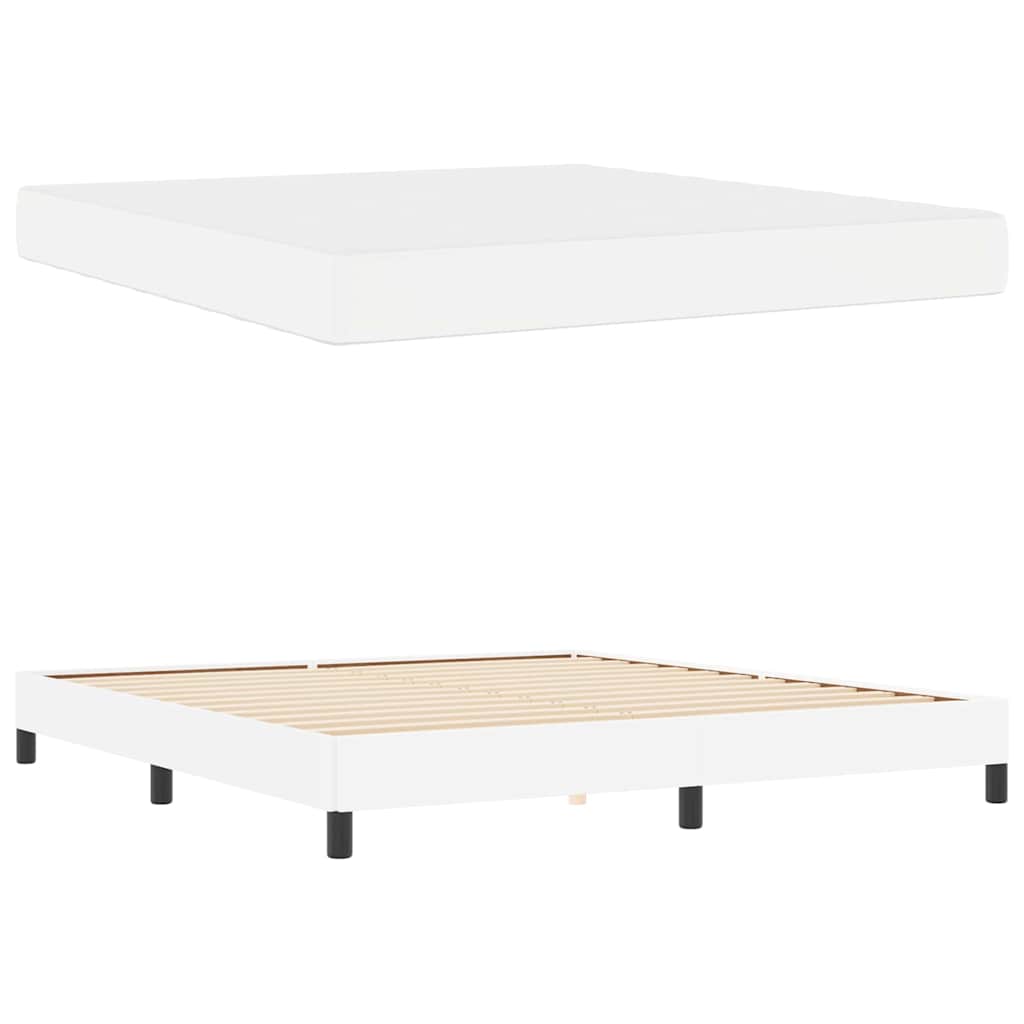 Cadre de lit avec matelas Blanc pur 180 x 200 cm tissu - XIOS