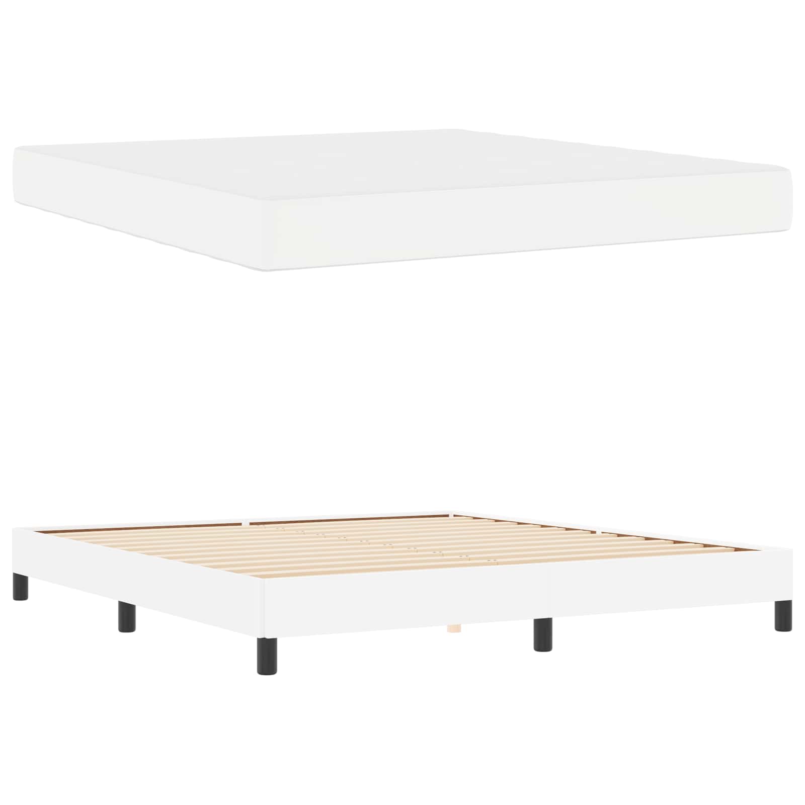 Cadre de lit avec matelas Blanc pur 180 x 200 cm tissu - XIOS