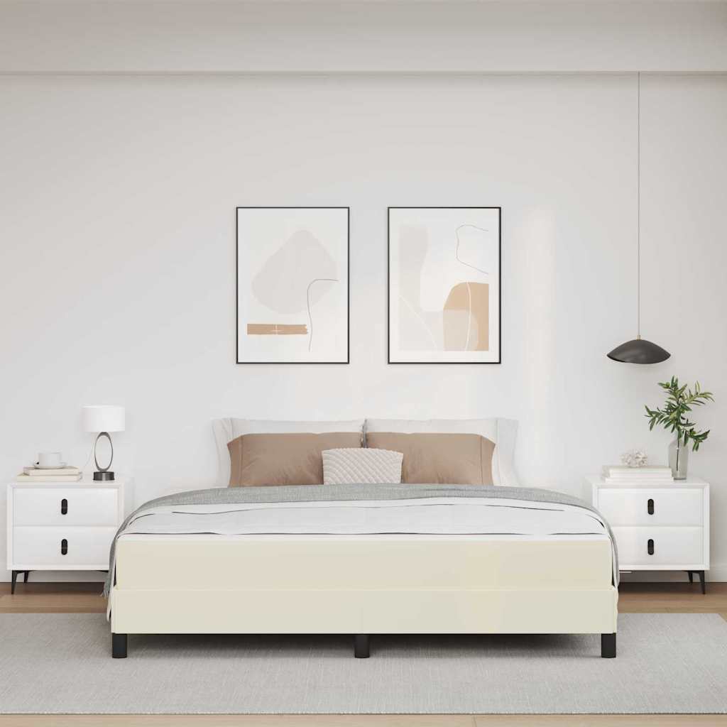 Cadre de lit avec matelas Crème 180 x 200 cm tissu - XIOS