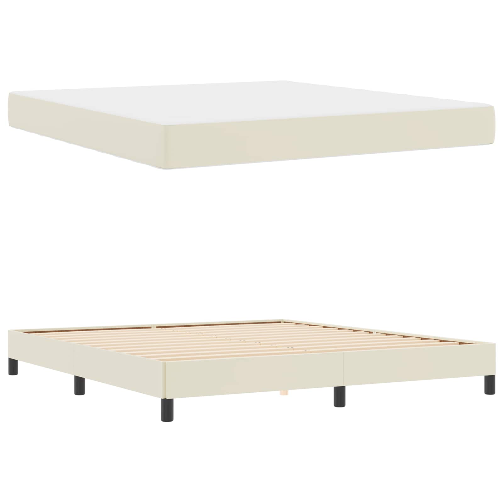 Cadre de lit avec matelas Crème 180 x 200 cm tissu - XIOS