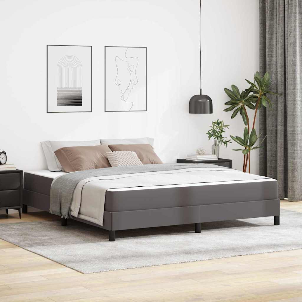 Cadre de lit avec matelas Gris 180 x 200 cm tissu - XIOS