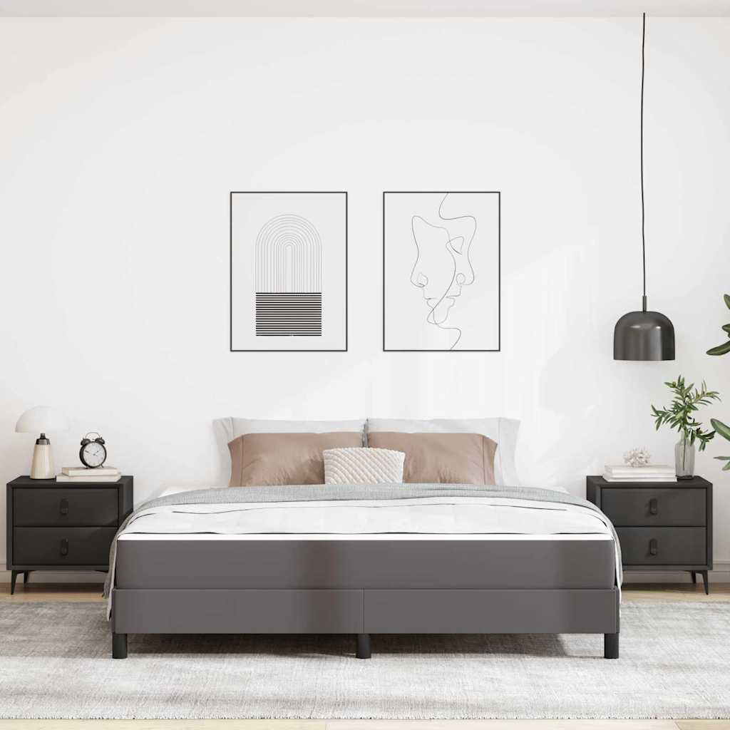Cadre de lit avec matelas Gris 180 x 200 cm tissu - XIOS