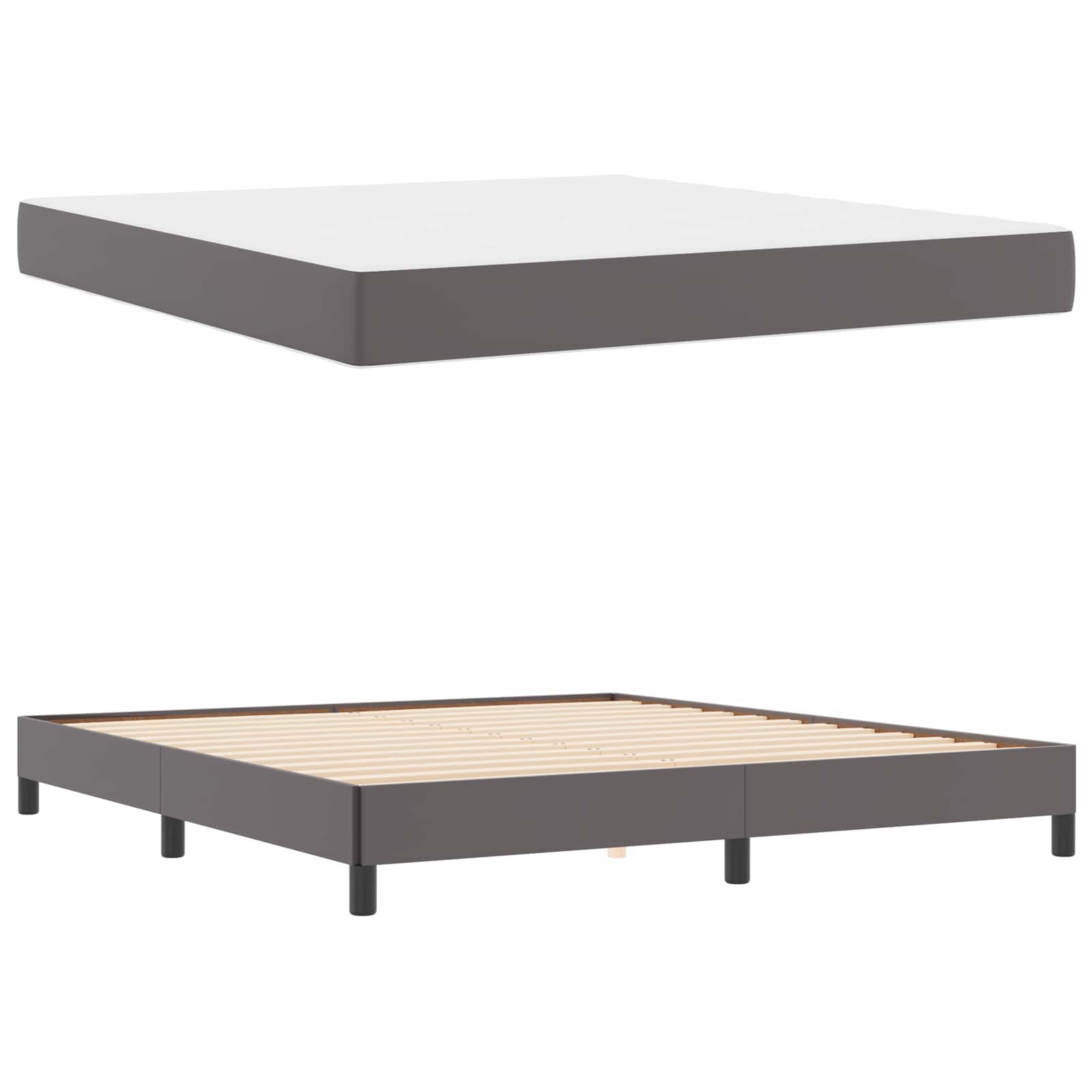 Cadre de lit avec matelas Gris 180 x 200 cm tissu - XIOS