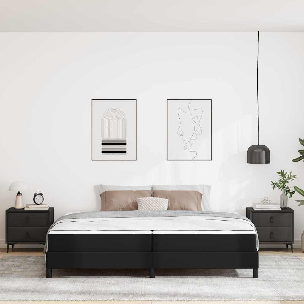 Cadre de lit avec matelas Noir 200 x 200 cm tissu - XIOS