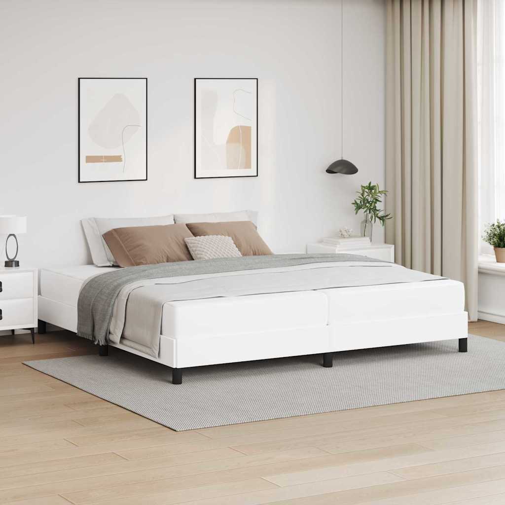 Cadre de lit avec matelas Blanc pur 200 x 200 cm tissu - XIOS