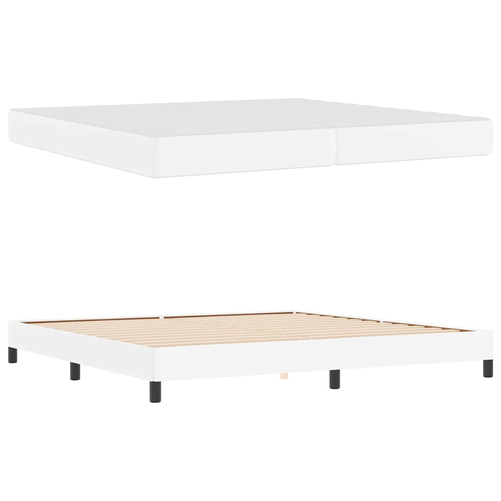 Cadre de lit avec matelas Blanc pur 200 x 200 cm tissu - XIOS