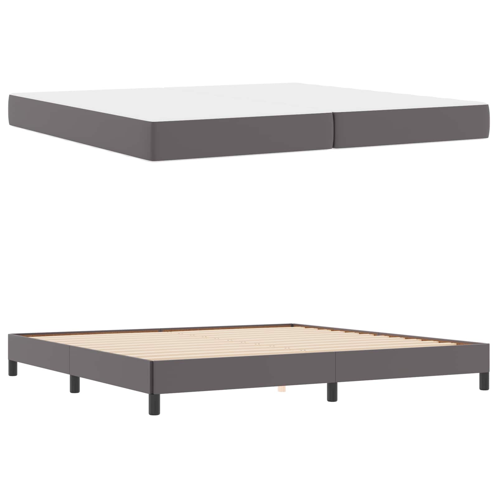 Cadre de lit avec matelas Gris 200 x 200 cm tissu - XIOS