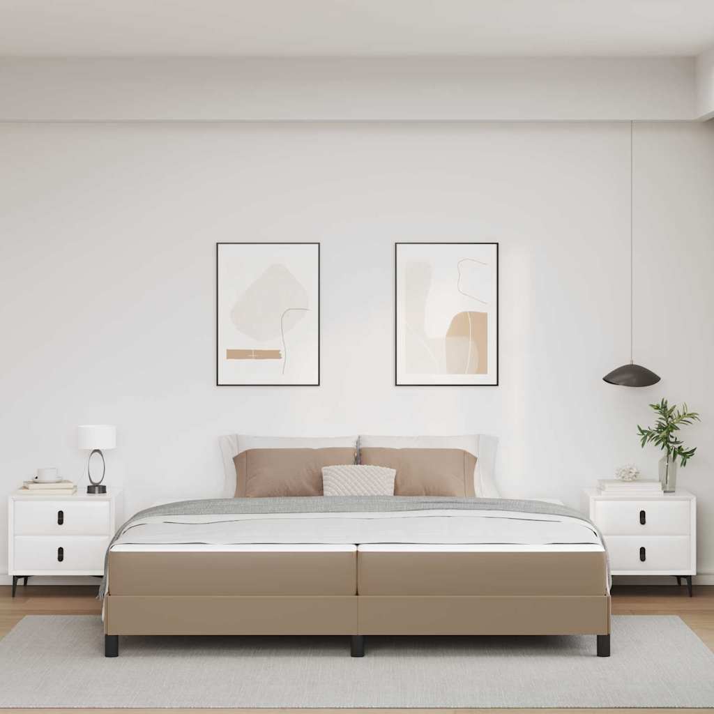 Cadre de lit avec matelas Cappuccino 200 x 200 cm tissu - XIOS