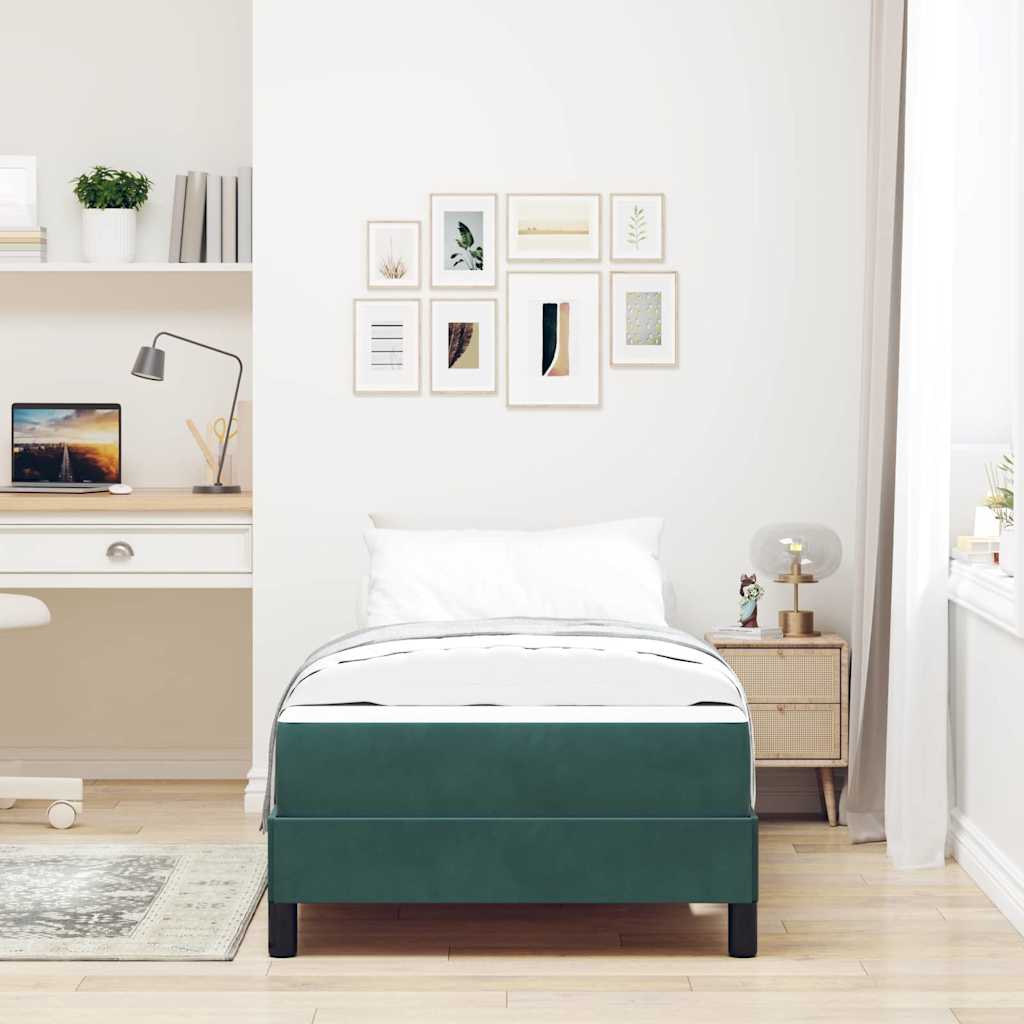 Lit à ressorts avec matelas Vert foncé 80 x 200 cm tissu - XIOS