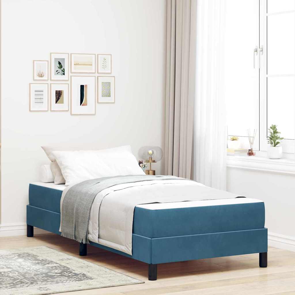 Lit à ressorts avec matelas Bleu foncé 80 x 200 cm tissu