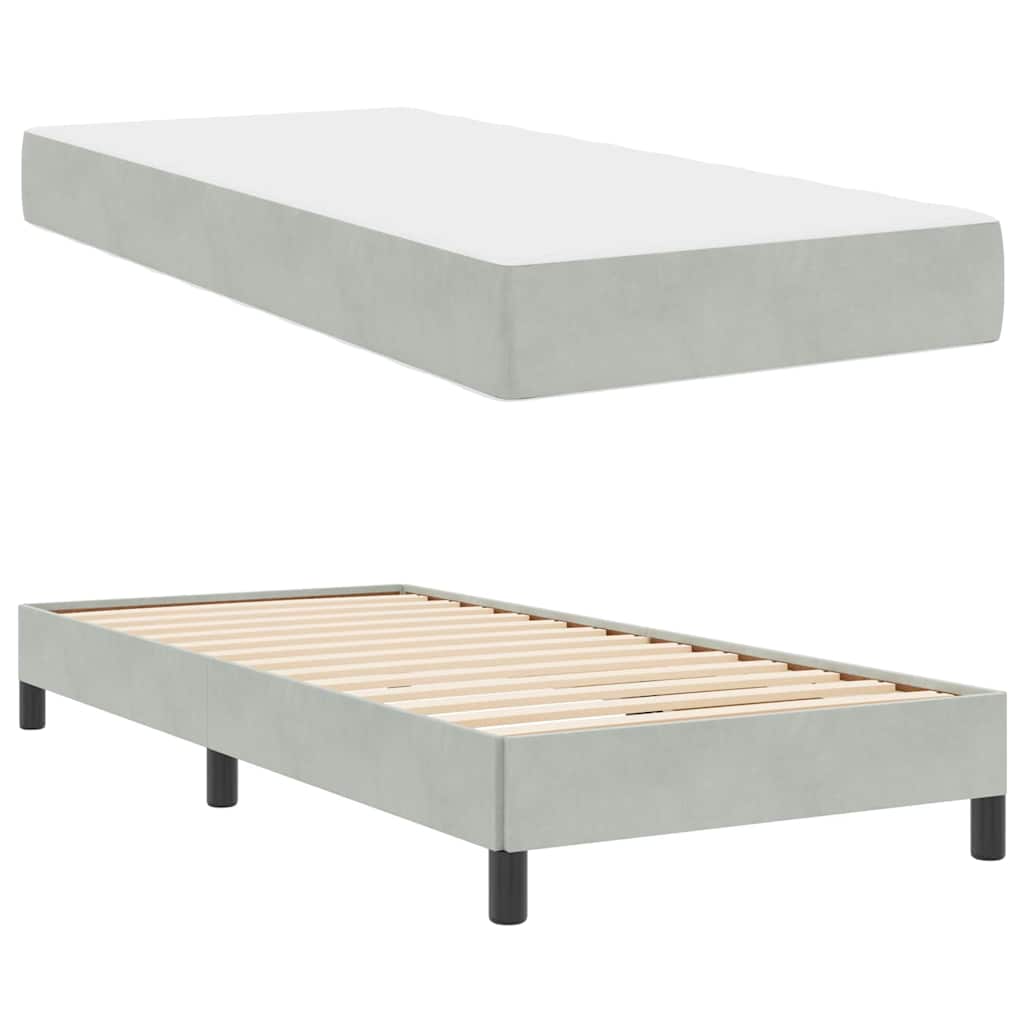 Lit boxspring avec matelas Gris clair 90 x 190 cm Velours - XIOS