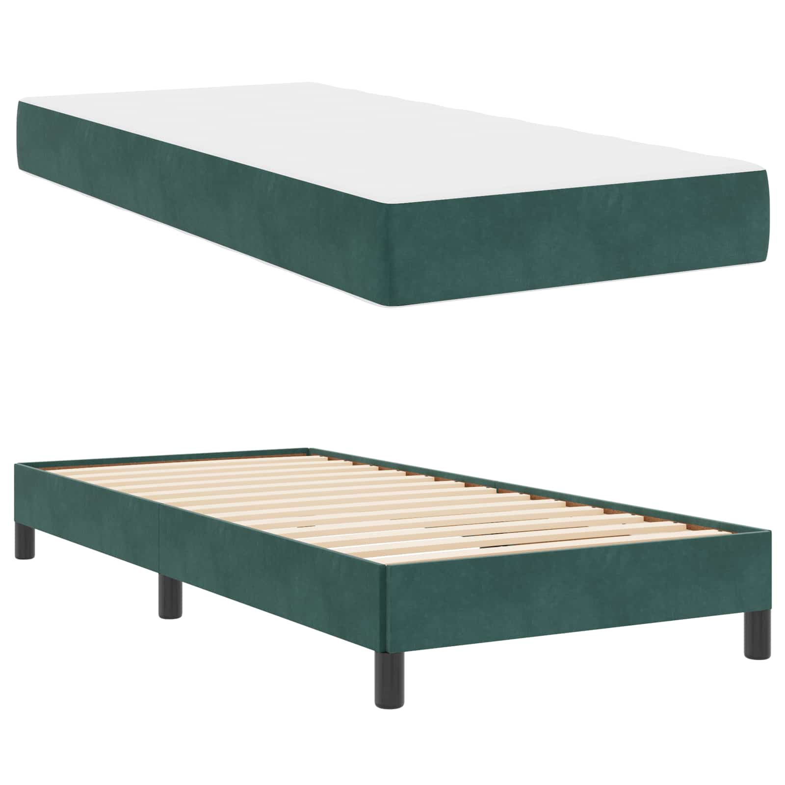 Lit à ressorts avec matelas Vert foncé 90 x 190 cm tissu - XIOS
