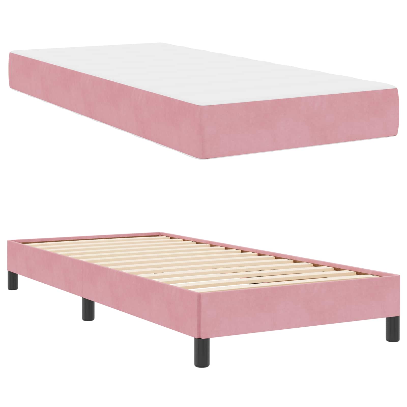 Lit à ressorts avec matelas Rose 90 x 190 cm tissu