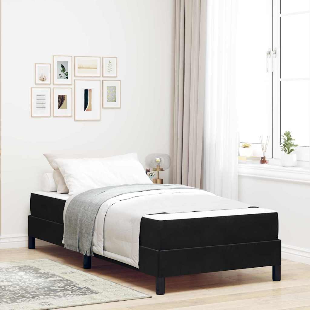 Lit à ressorts avec matelas Noir 90 x 200 cm tissu - XIOS