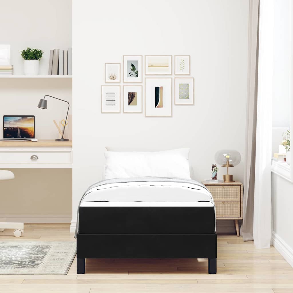 Lit à ressorts avec matelas Noir 100 x 200 cm tissu - XIOS