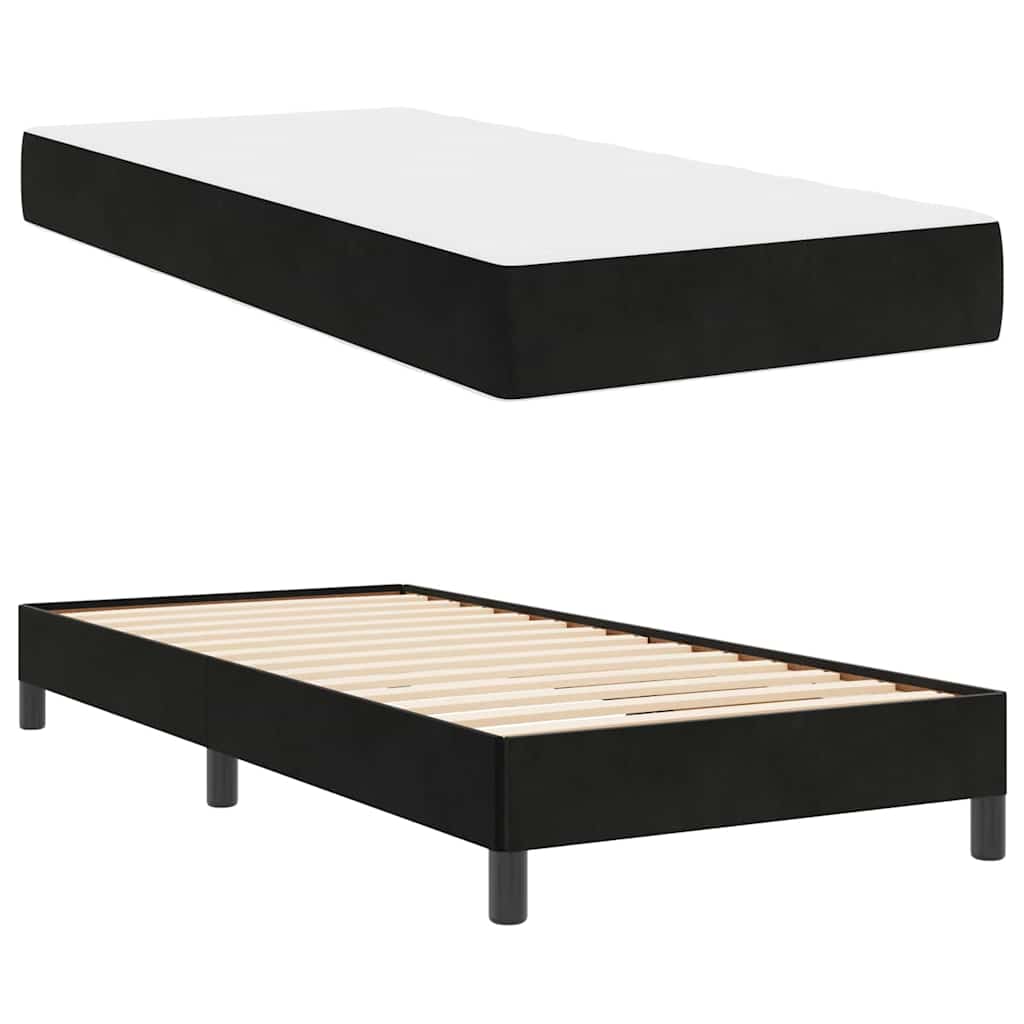Lit à ressorts avec matelas Noir 100 x 200 cm tissu - XIOS