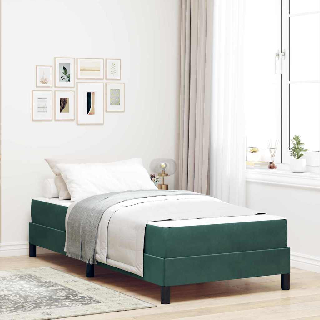 Lit à ressorts avec matelas Vert foncé 100 x 200 cm tissu - XIOS