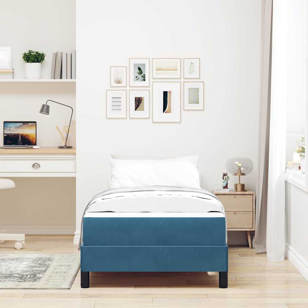 Lit à ressorts avec matelas Bleu foncé 100 x 200 cm tissu - XIOS