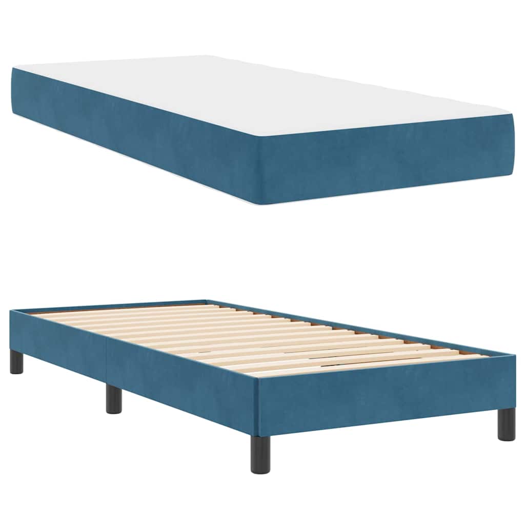 Lit à ressorts avec matelas Bleu foncé 100 x 200 cm tissu - XIOS