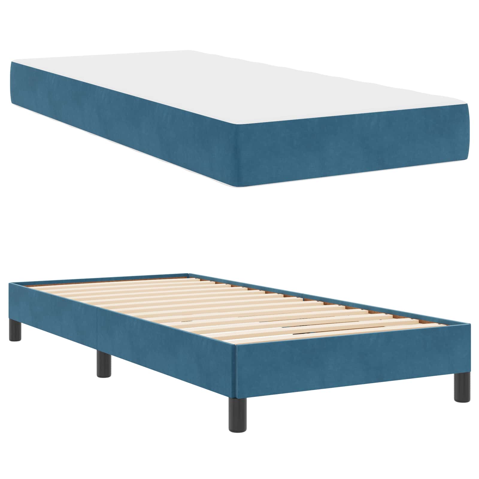 Lit à ressorts avec matelas Bleu foncé 100 x 200 cm tissu - XIOS