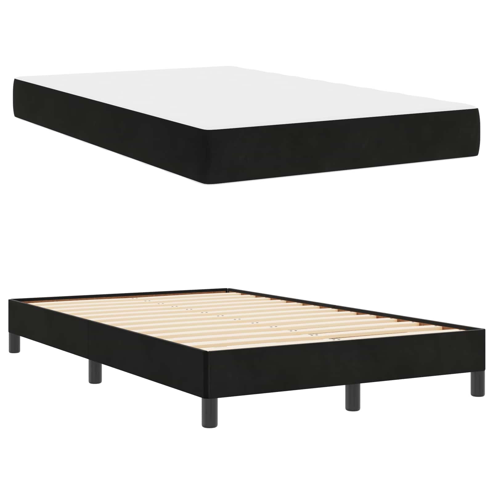 Lit à ressorts avec matelas Noir 120 x 190 cm tissu - XIOS