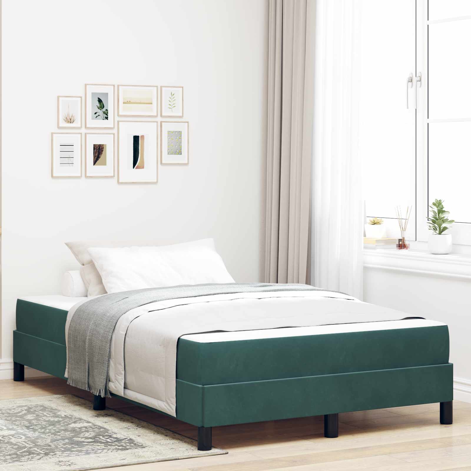 Lit à ressorts avec matelas Vert foncé 120 x 190 cm tissu - XIOS