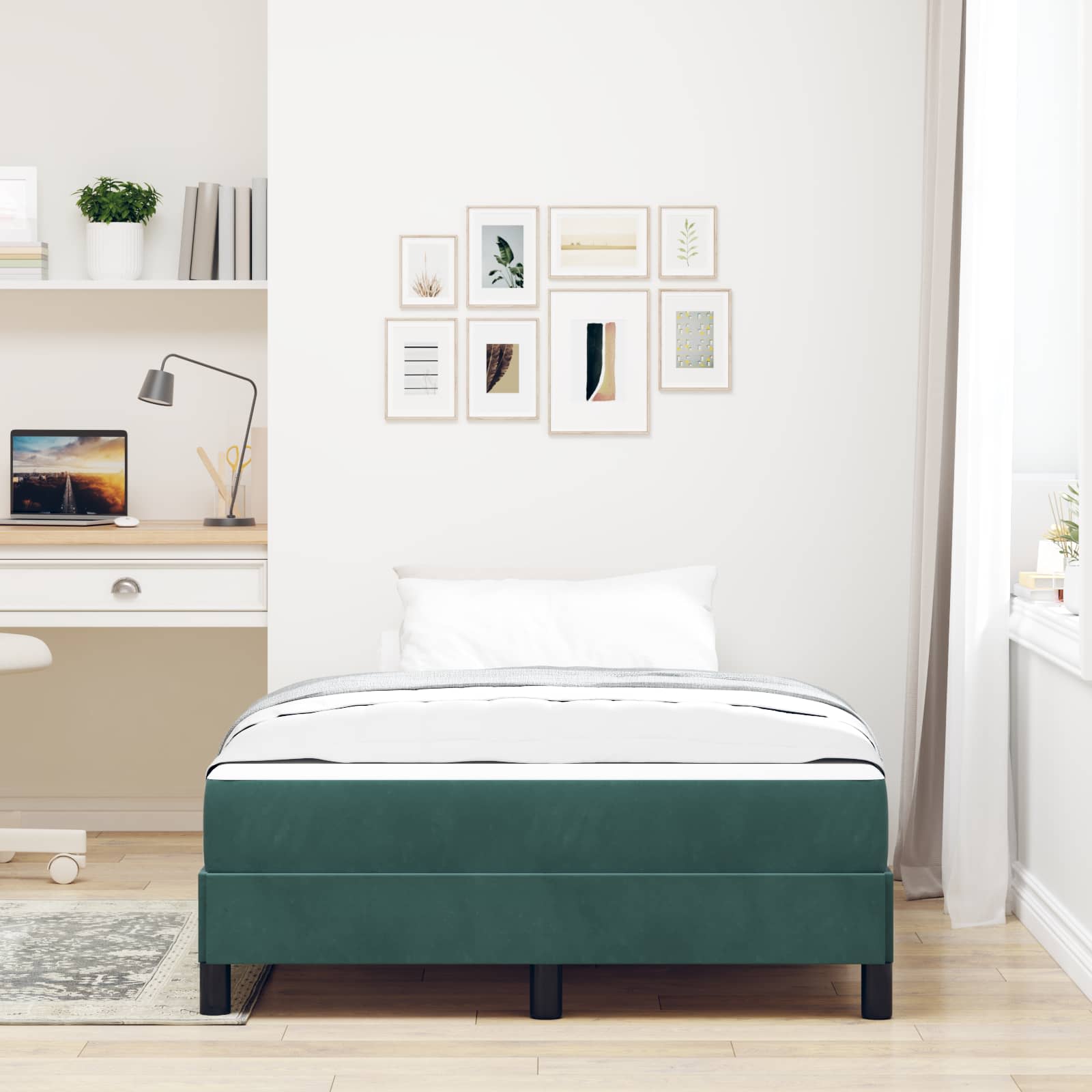 Lit à ressorts avec matelas Vert foncé 120 x 190 cm tissu - XIOS