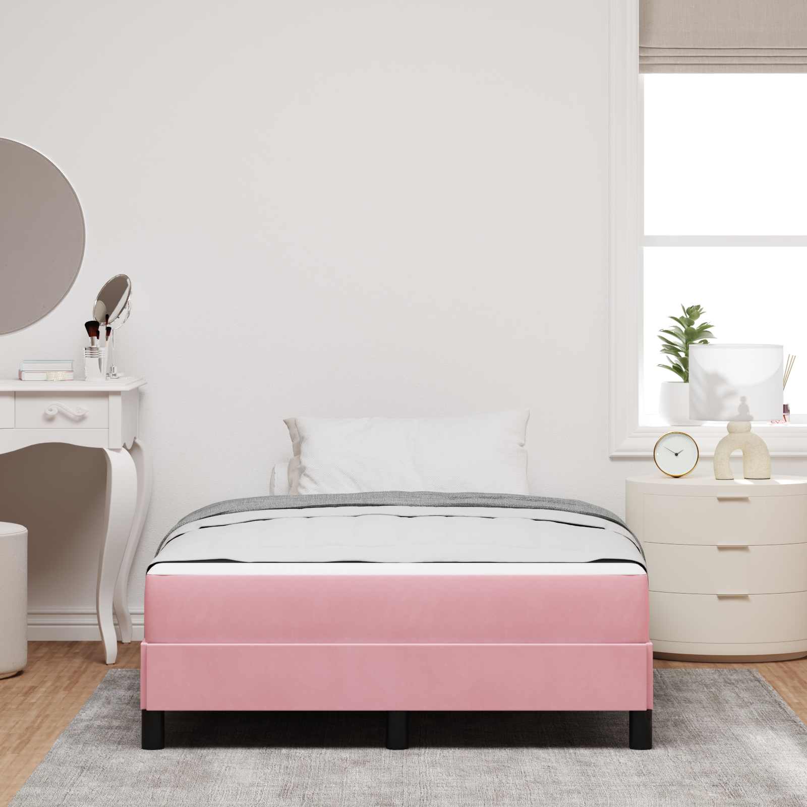 Lit à ressorts avec matelas Rose 120 x 190 cm tissu - XIOS