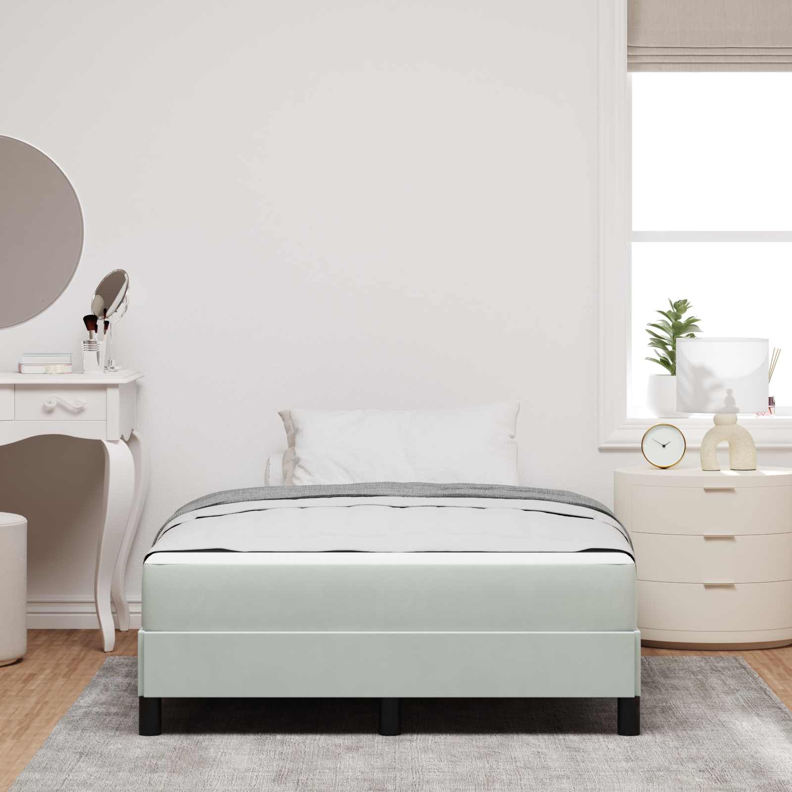 Lit à ressorts avec matelas Gris clair 120 x 200 cm tissu - XIOS