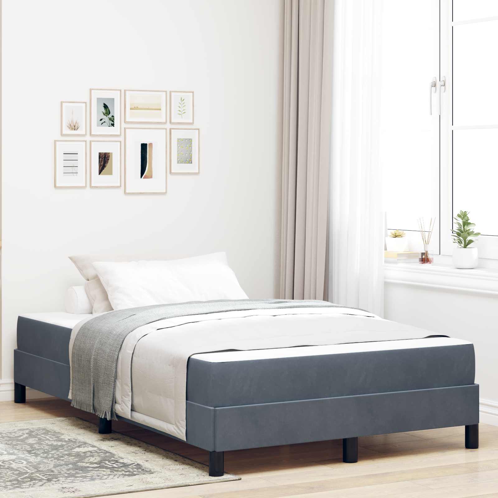 Lit à ressorts avec matelas Gris foncé 120 x 200 cm tissu - XIOS