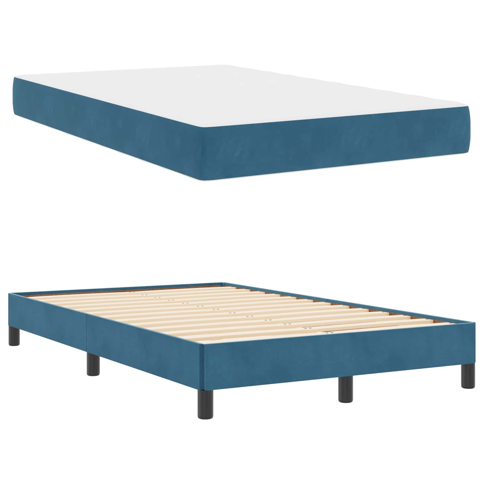 Lit à ressorts avec matelas Bleu foncé 120 x 200 cm tissu - XIOS