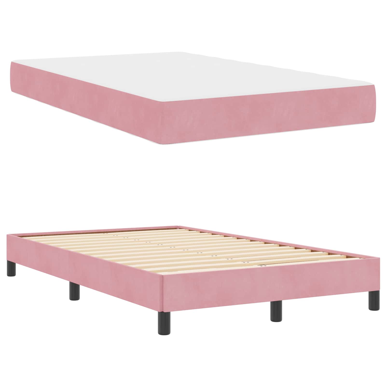 Lit à ressorts avec matelas Rose 120 x 200 cm tissu - XIOS