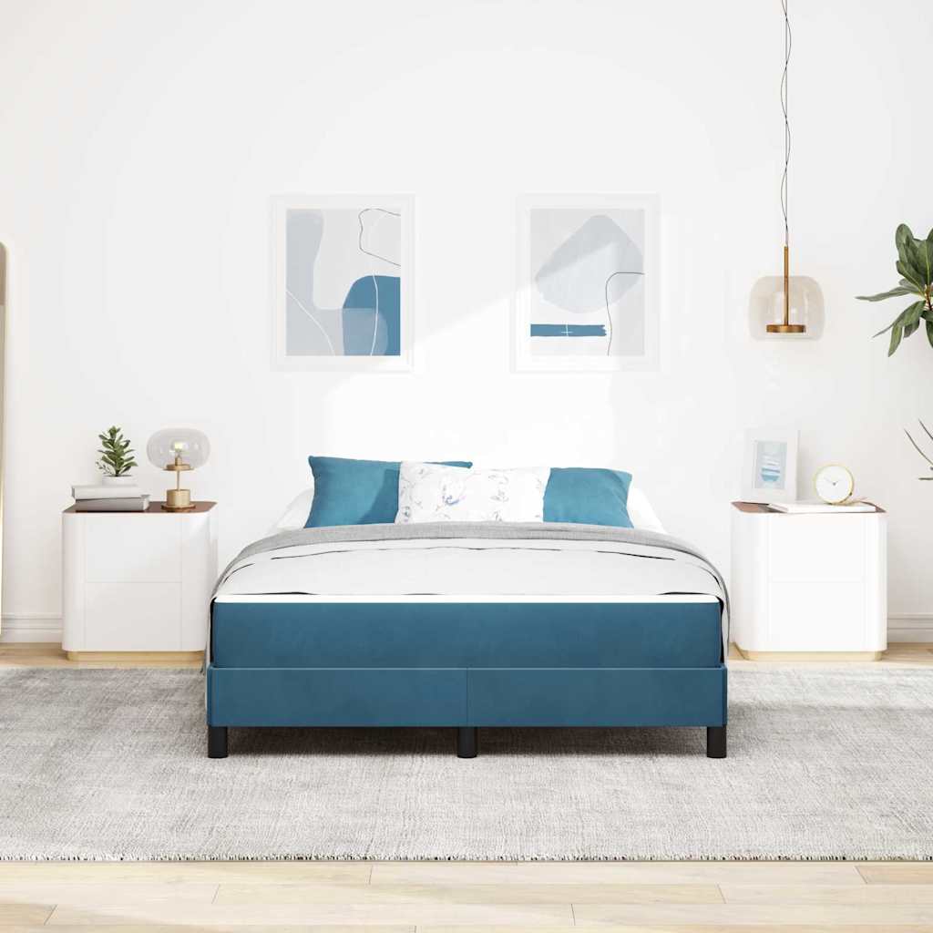 Lit à ressorts avec matelas Bleu foncé 140 x 190 cm tissu - XIOS
