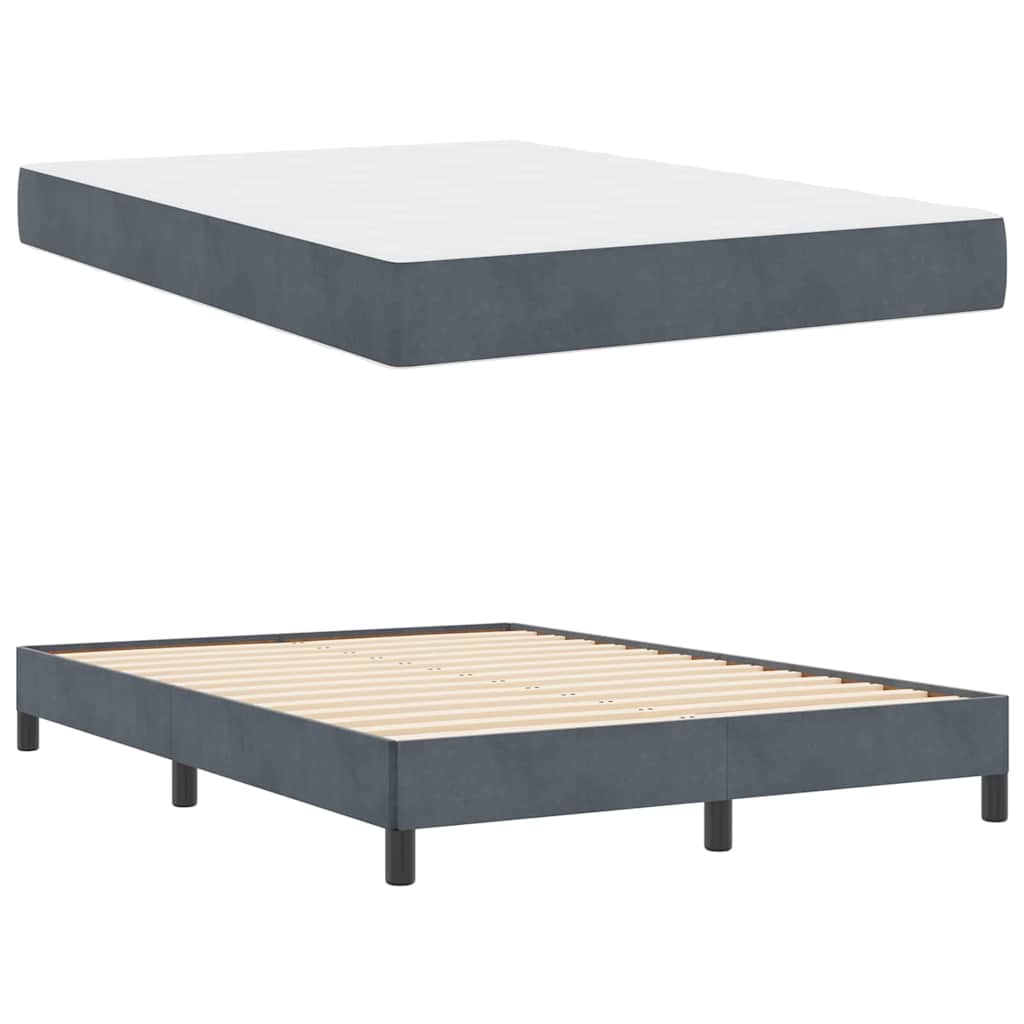 Lit à ressorts avec matelas Gris foncé 140 x 200 cm tissu - XIOS