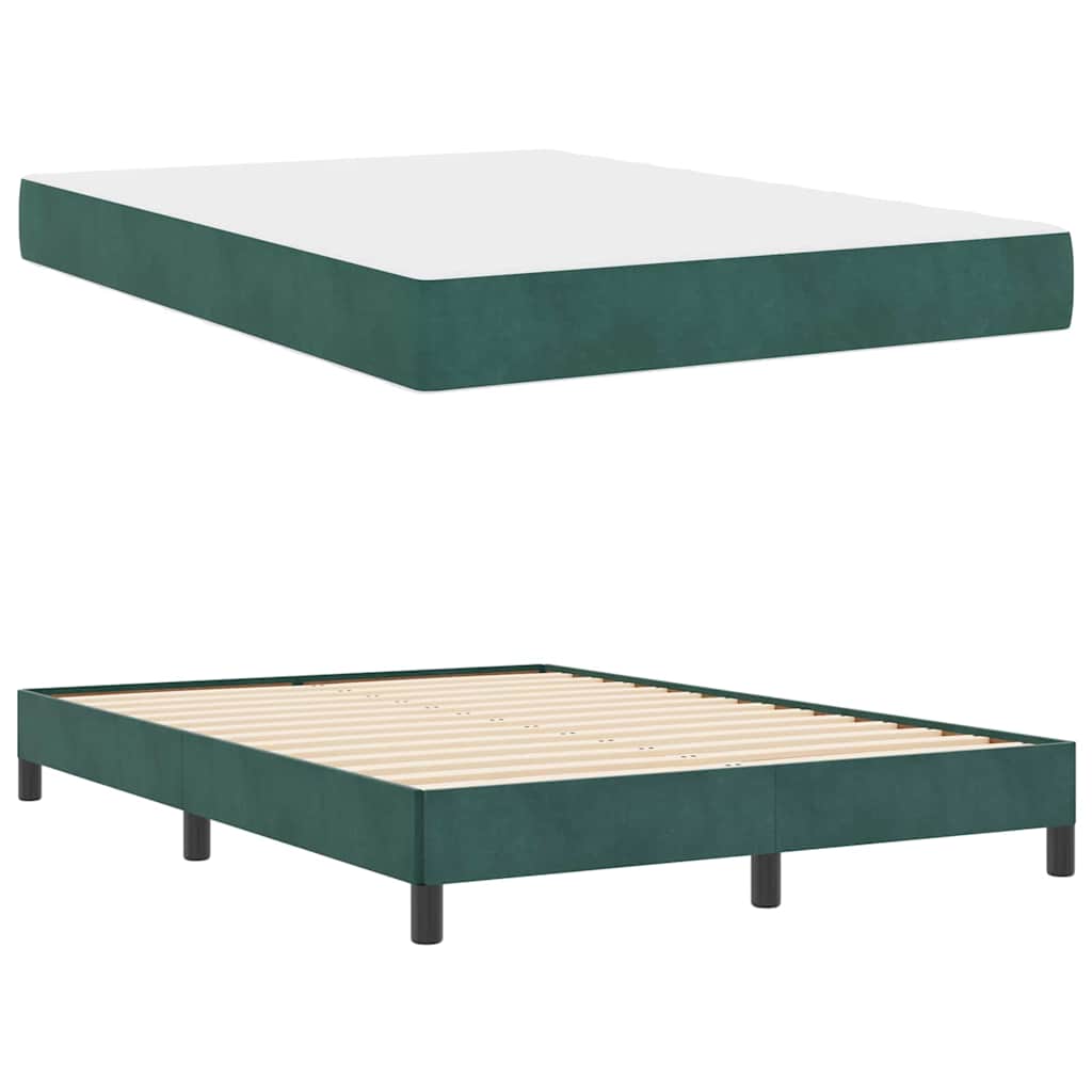 Lit à ressorts avec matelas Vert foncé 140 x 200 cm tissu - XIOS