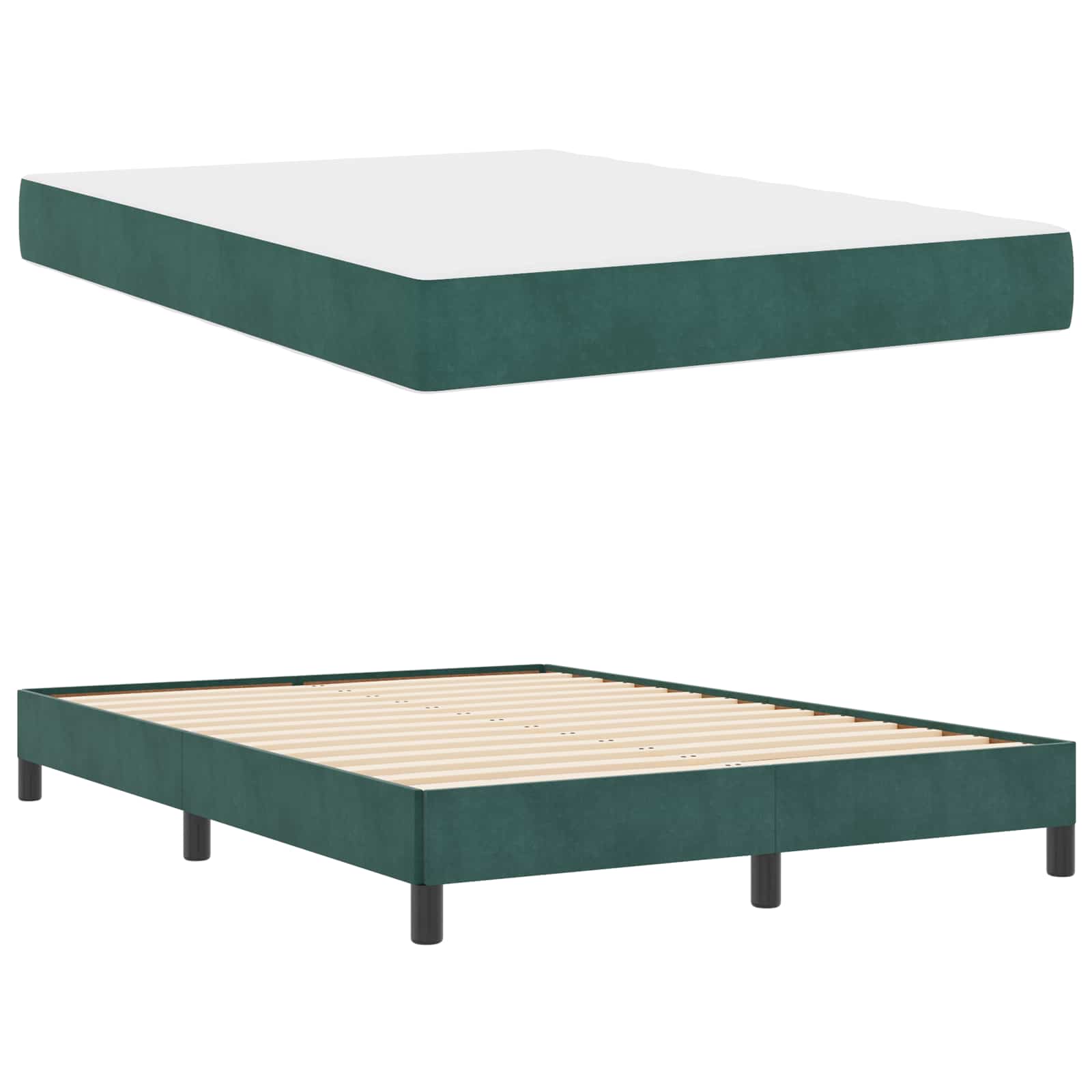 Lit à ressorts avec matelas Vert foncé 140 x 200 cm tissu - XIOS