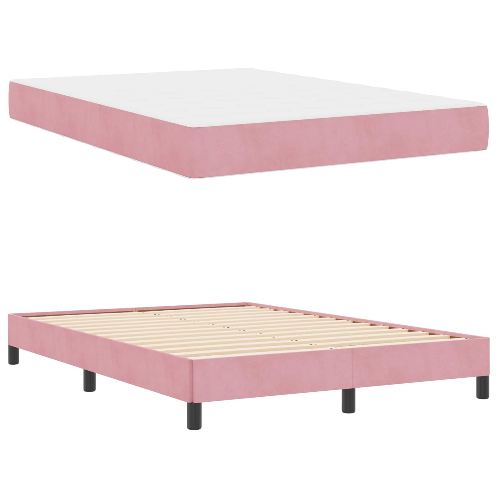Lit à ressorts avec matelas Rose 140 x 200 cm tissu - XIOS