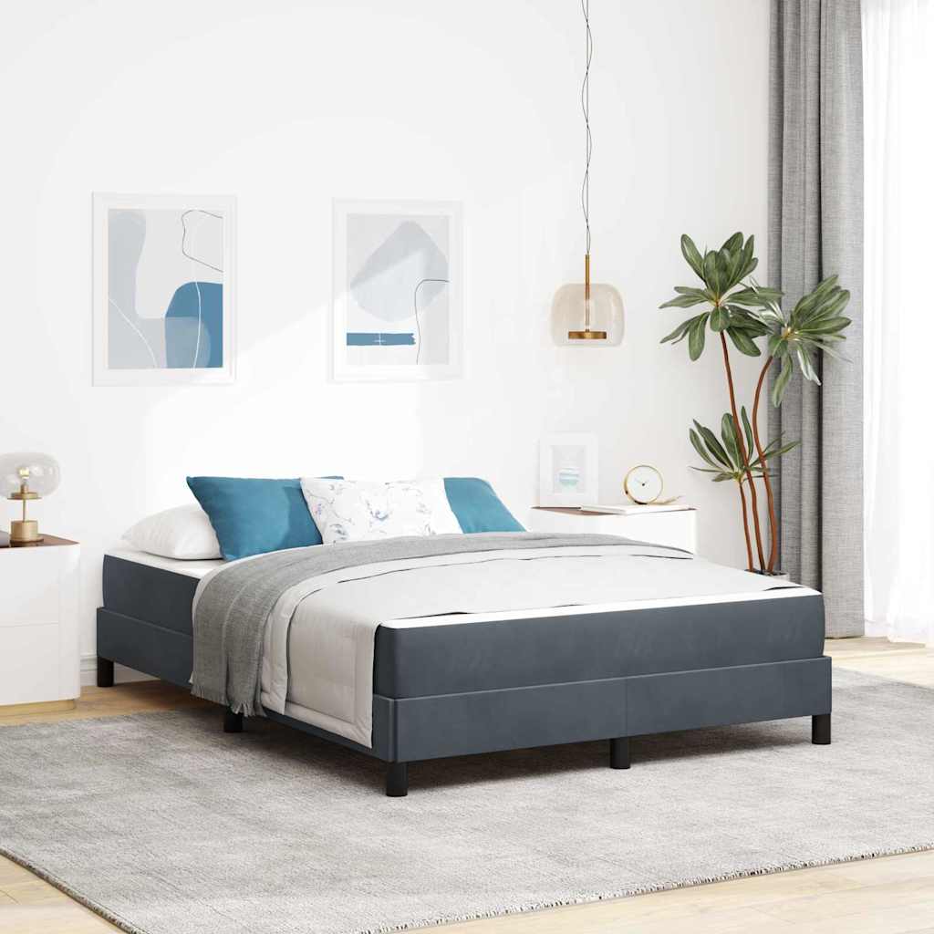 Lit à ressorts avec matelas Gris foncé 160 x 200 cm tissu - XIOS